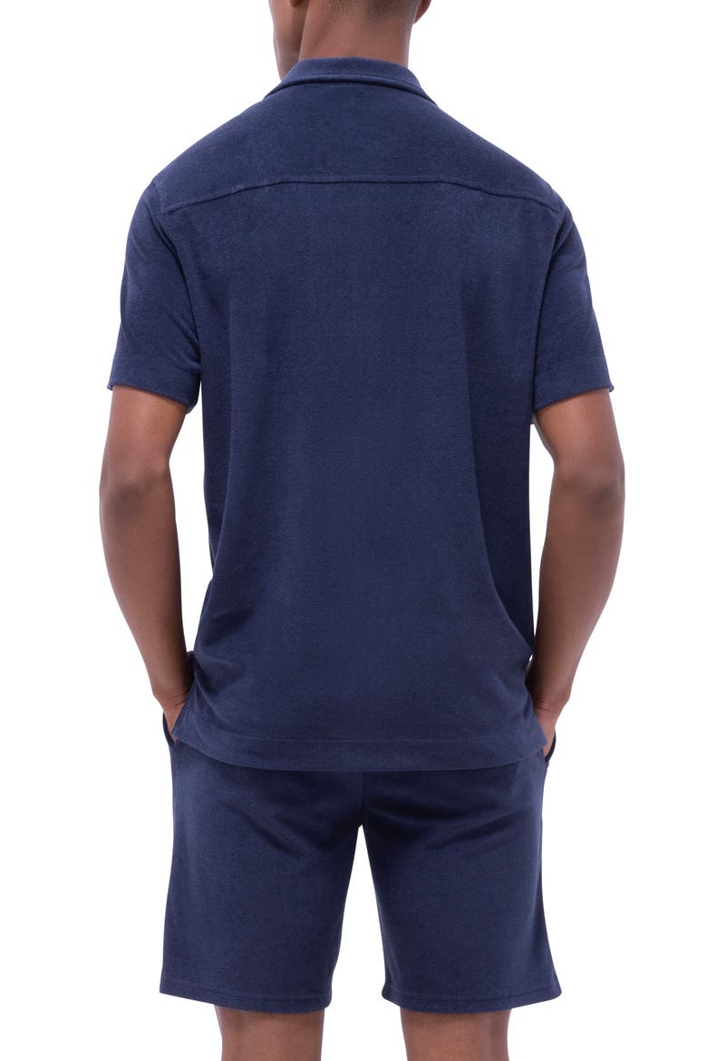 Terry Cloth Camp Shirt, Alternate, color, NAVY