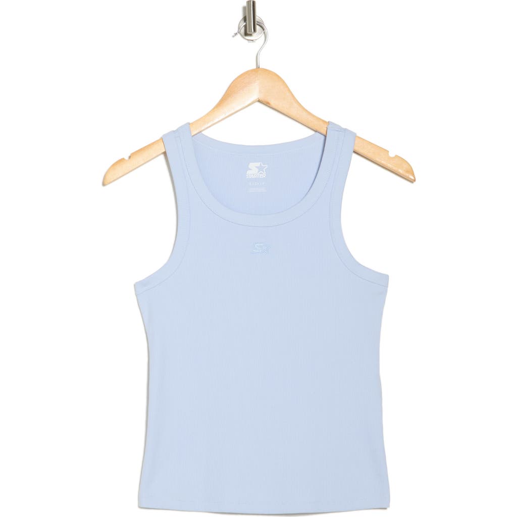 Starter Stretch Cotton Ringer Tank In Heather Blue