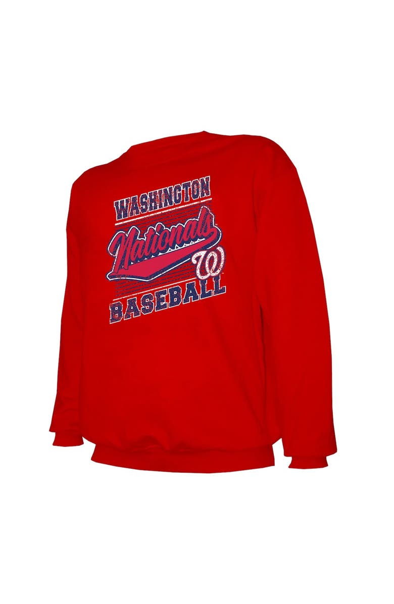 STITCHES Men's Stitches Red Washington Nationals Lightweight Crew Sweatshirt, Alternate, color, Red