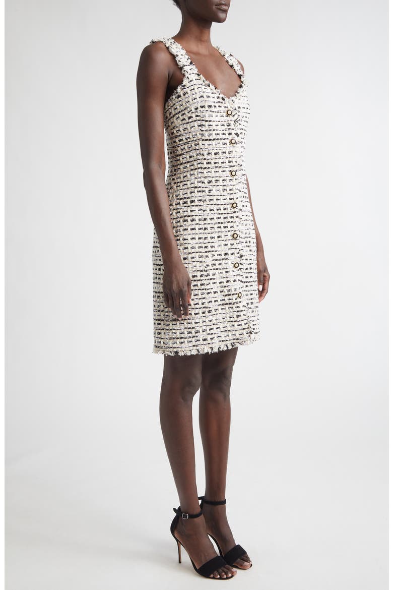 Nicolette Tweed Dress, Alternate, color, LINEN/ BLACK MULTI