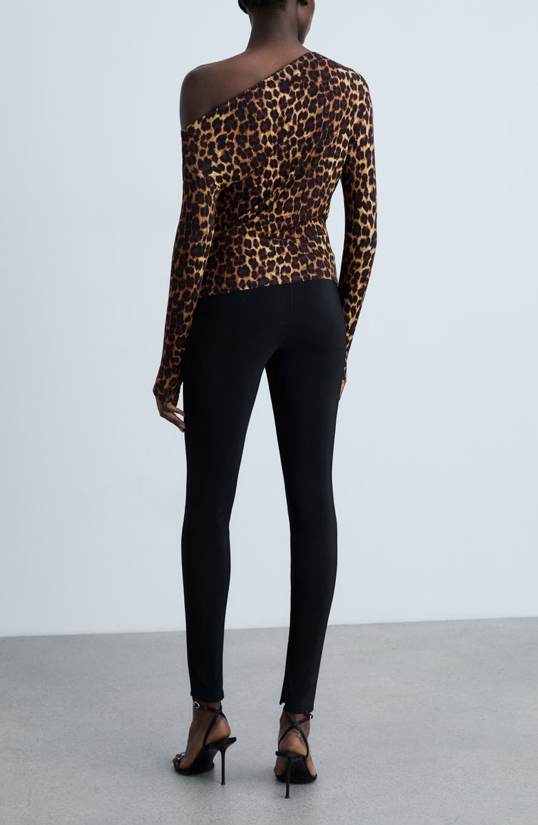 MANGO Asymmetric Off the Shoulder Long Sleeve Top, Alternate, color, Brown