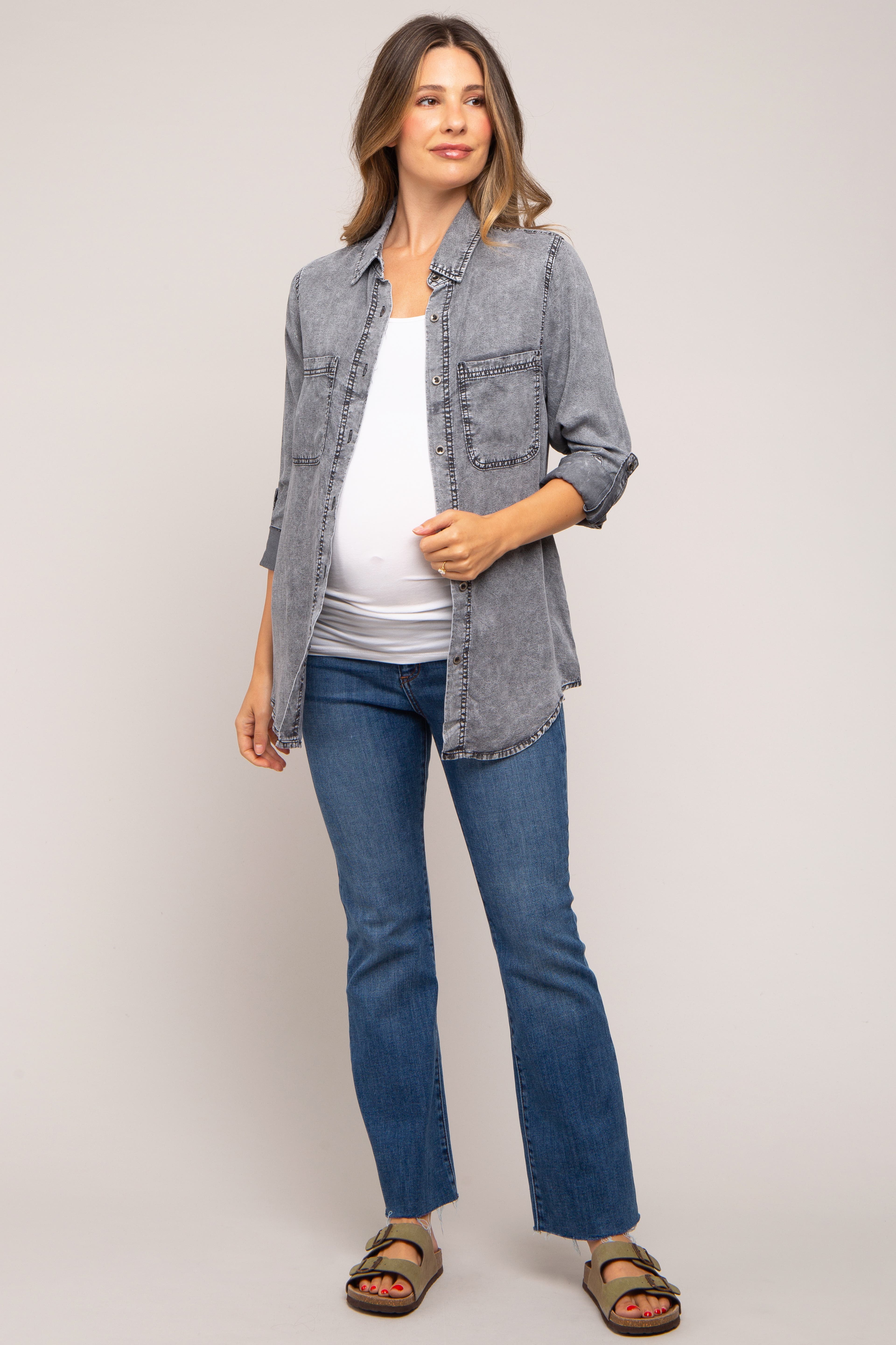 Blue Chambray Rolled Cuff Shirt - image 2