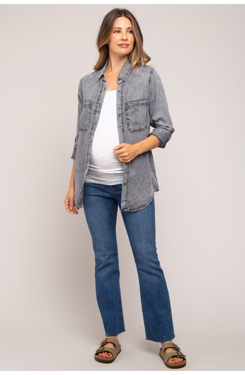 PinkBlush Rolled Cuff Shirt, Alternate, color, Charcoal Grey