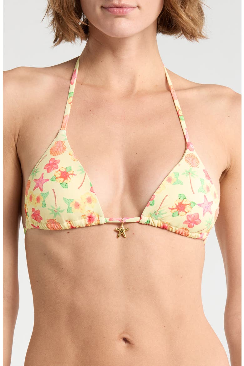 Palm Triangle Bikini Top, Main, color, SUNSHINE HIBISCUS
