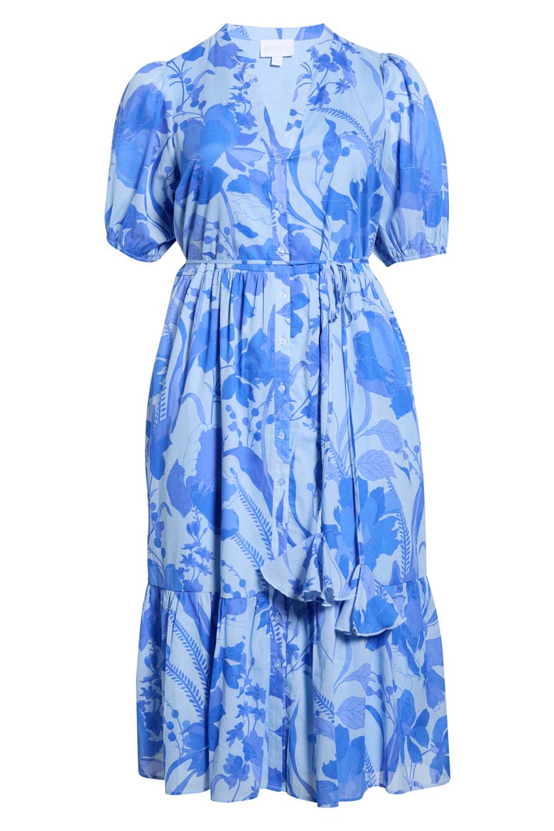 Beth Floral Button-Up Tiered Shirtdress, Alternate, color, LIGHT-BLUE-MULTI