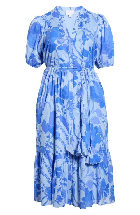 Beth Floral Button-Up Tiered Shirtdress (Plus Size)