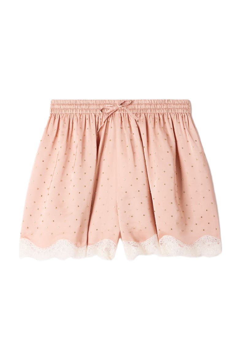 Rhinestone shorts with lace, Alternate, color, Nude