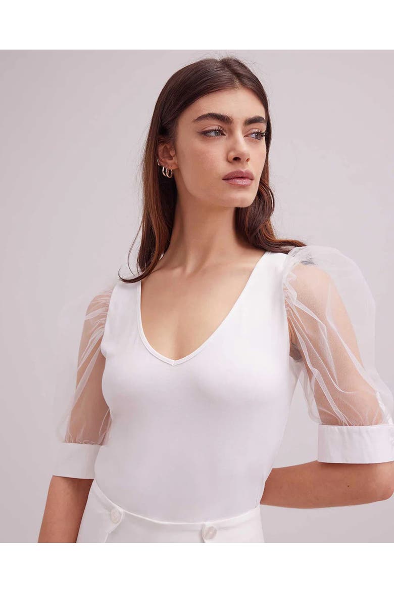 Aerial V-Neck Top, Main, color, White
