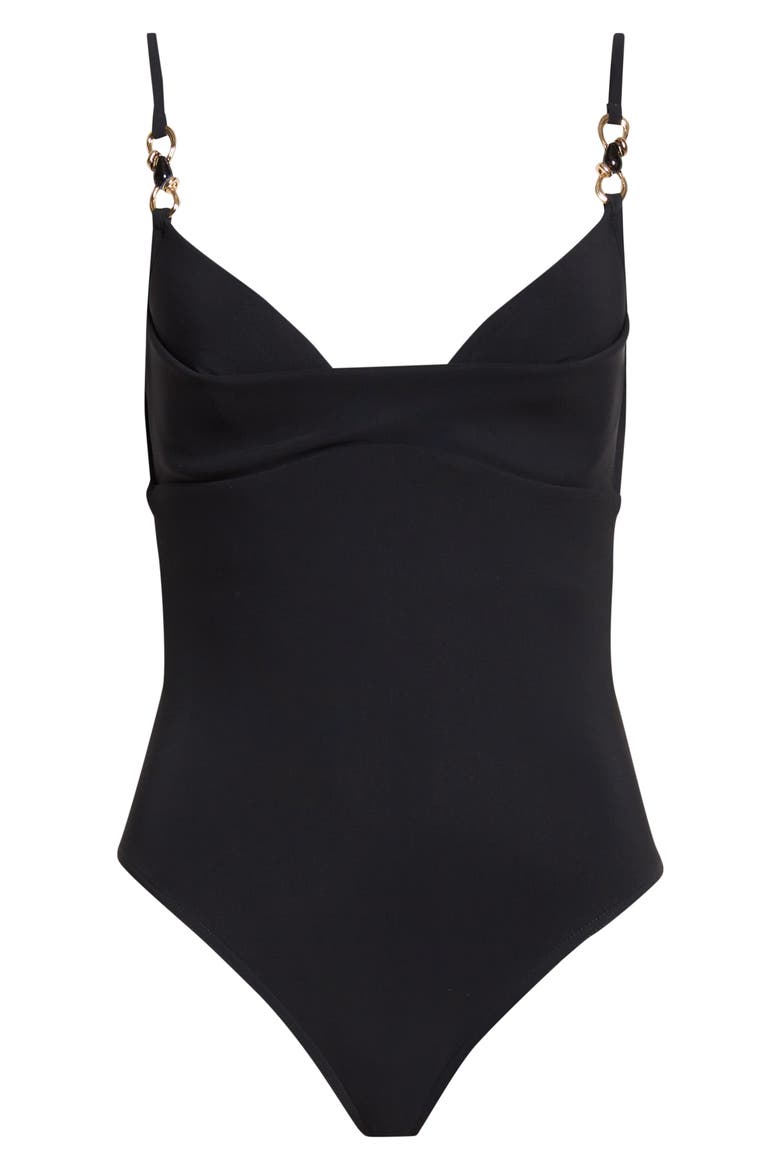 Mahon Trim Detail One-Piece Swimsuit, Alternate, color, BLACK