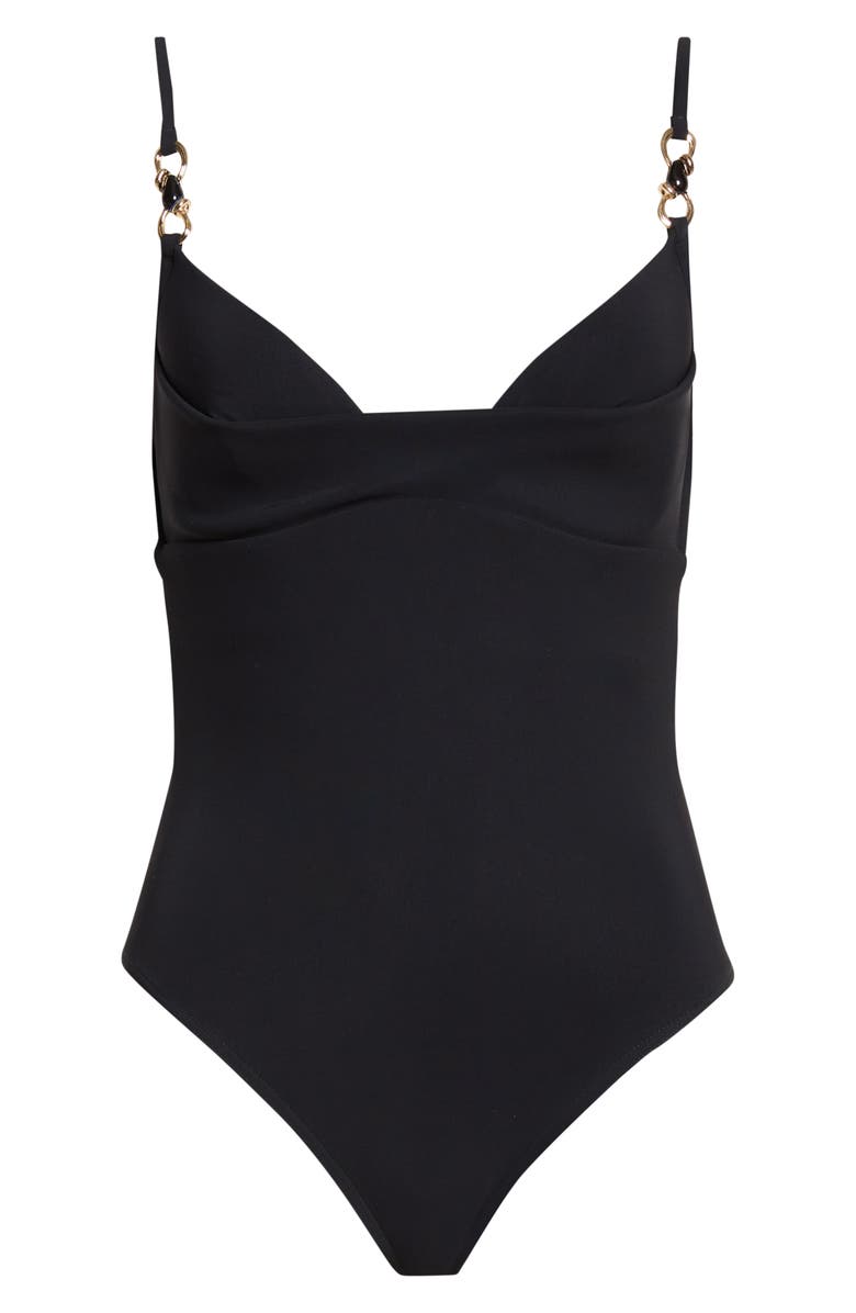 Zimmermann Mahon Trim Detail One-Piece Swimsuit, Alternate, color, Black