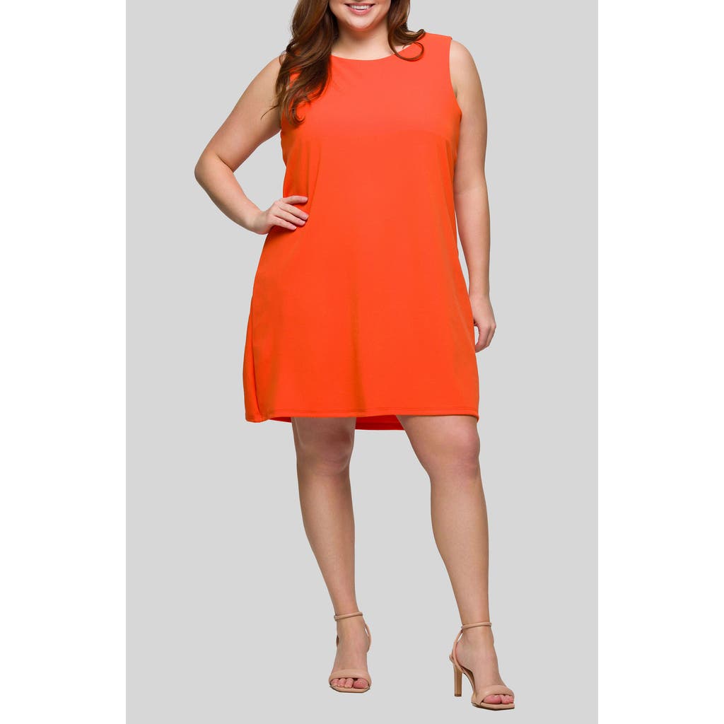 24seven Comfort Apparel Plus Size Sleeveless Mini Shift Dress In Orange
