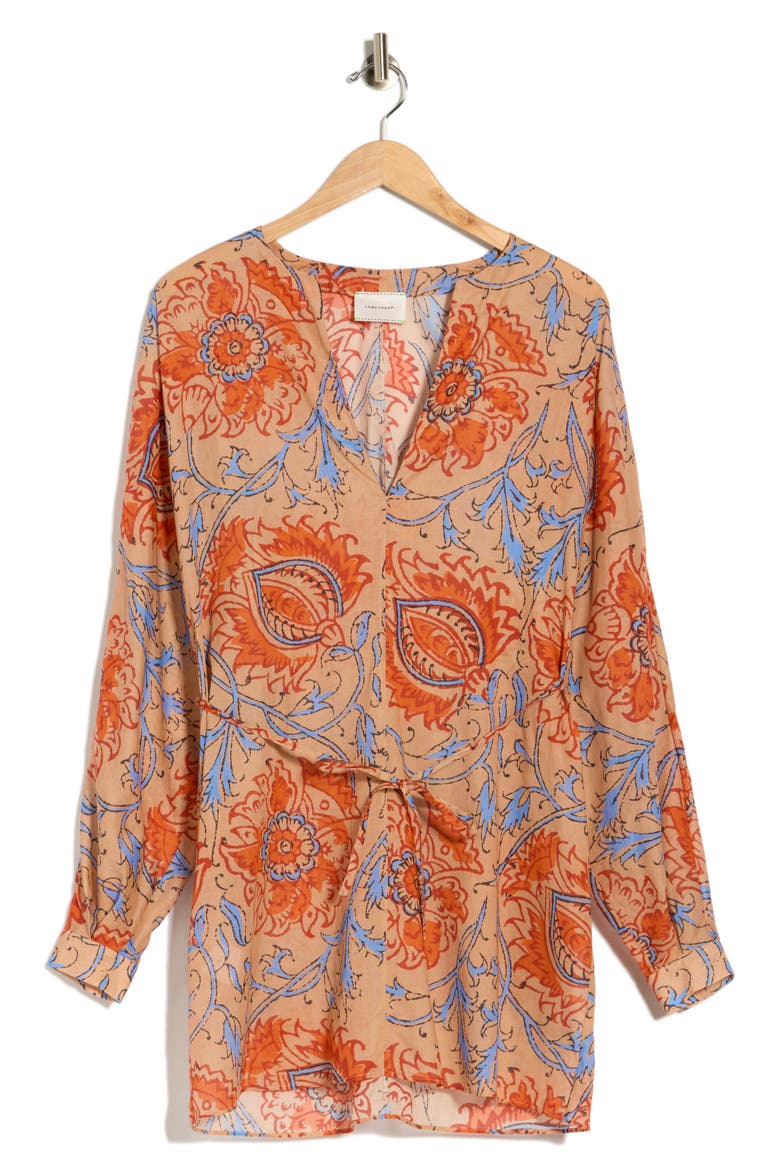 Print V-Neck Tunic, Alternate, color, ORANGE