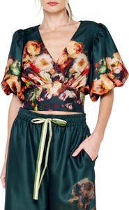 CIEBON Emel Floral Puff Sleeve Top