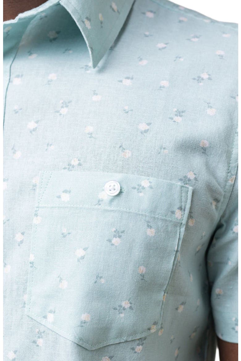 Men's Linen Short Sleeve Button Down Shirt, Alternate, color, Tea Room Floral