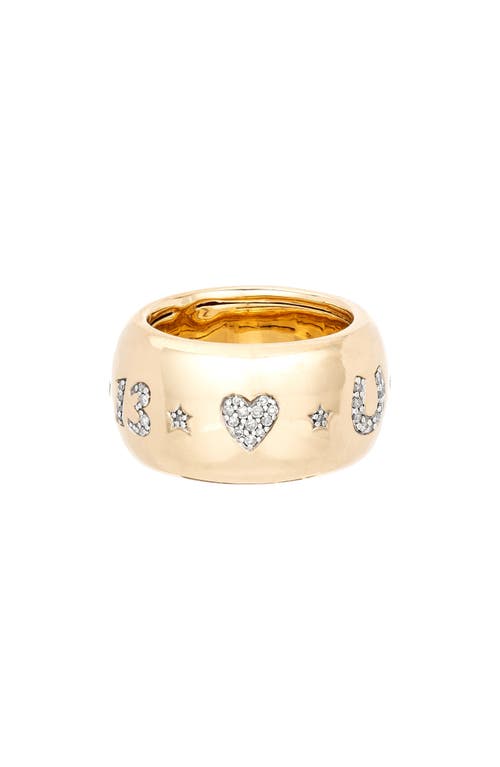 Adina Reyter 14k Yellow Gold Diamond Pave Lucky Symbol Barrel Ring