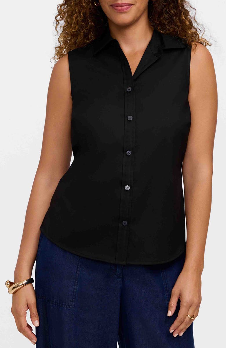 Foxcroft Dina Sleeveless Button-Up Shirt, Main, color, Black
