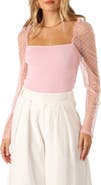 Petal & Pup Rigala Sheer Swiss Dot Sleeve Top