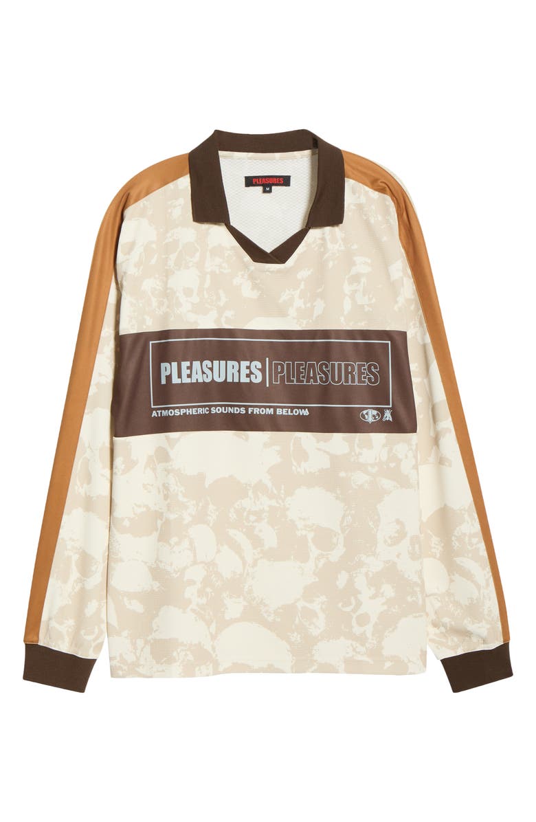 PLEASURES Despair Skull Print Johnny Collar Shirt, Alternate, color, Ecru