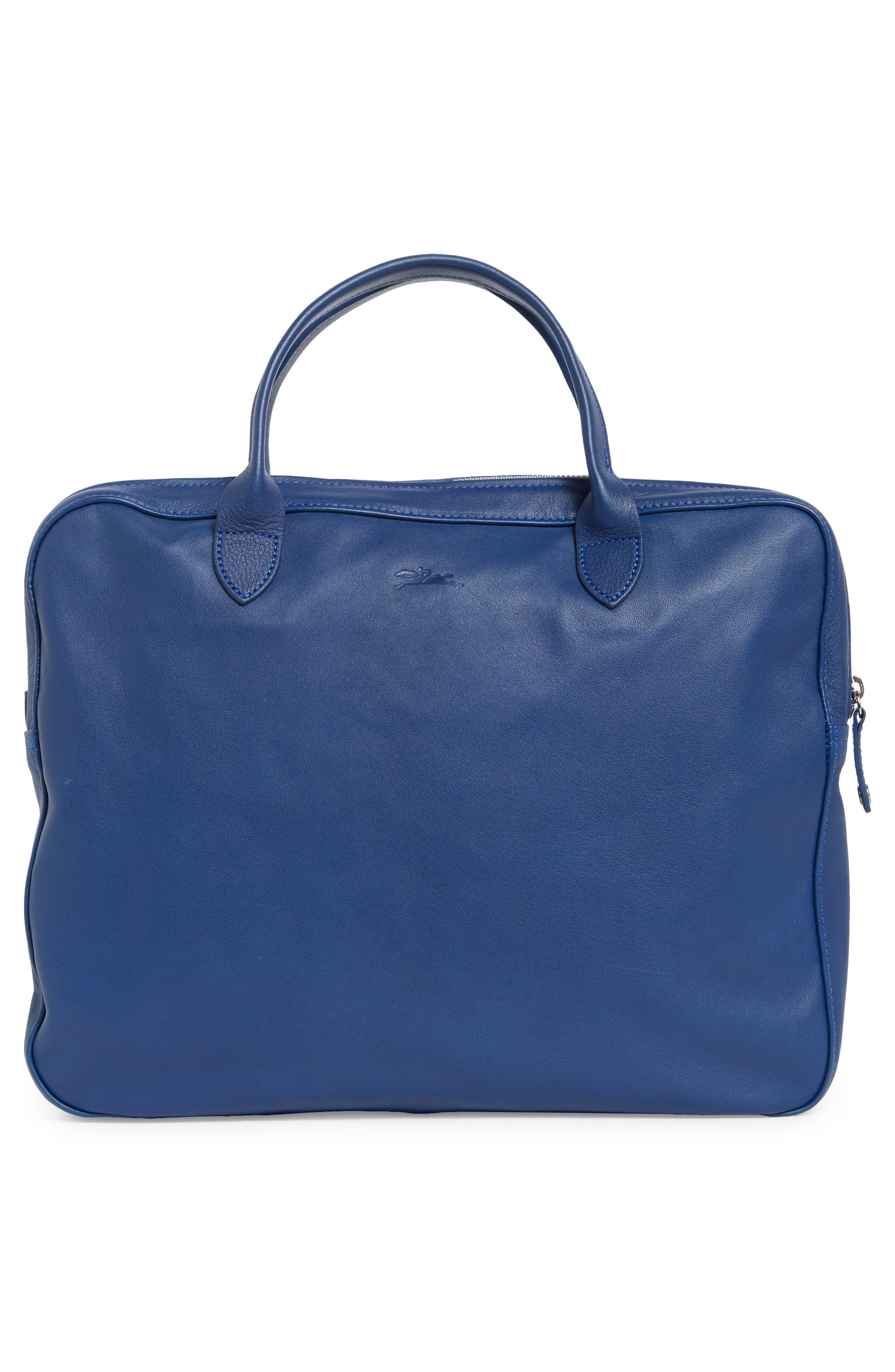 Longchamp Parisis Leather Top Handle Briefcase, Alternate, color, Blue