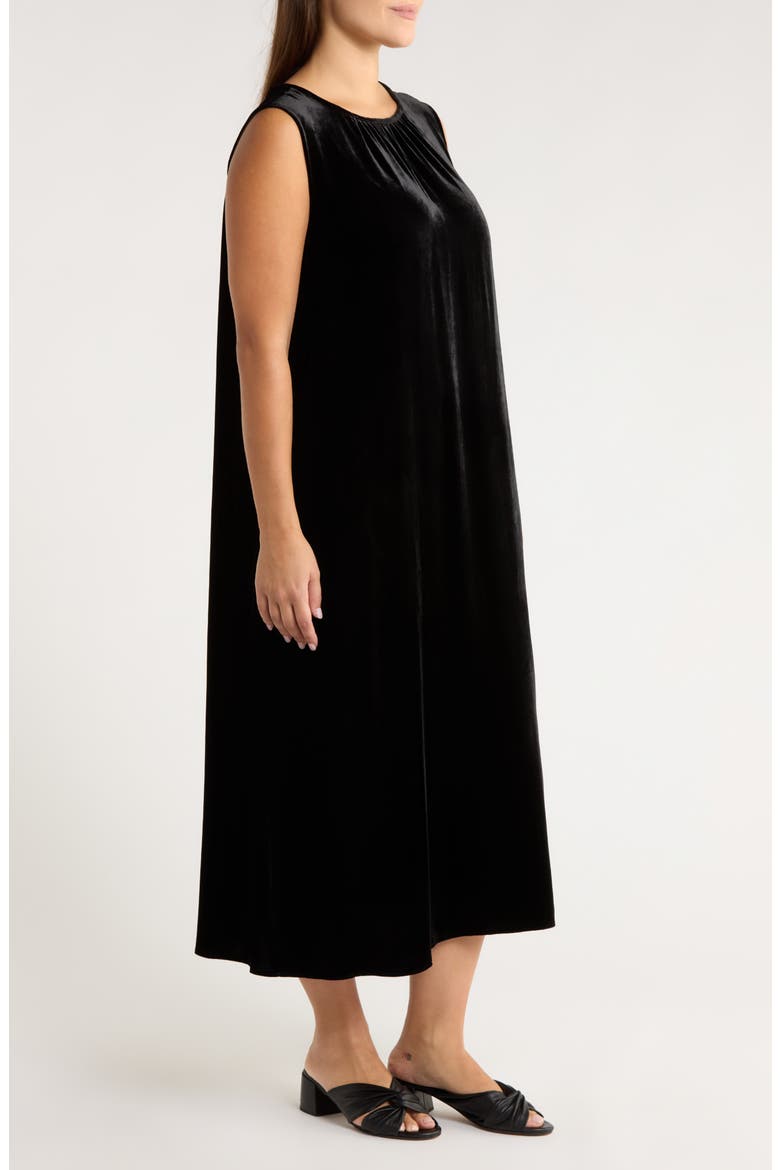Sleeveless Velvet Midi Dress, Alternate, color, BLACK