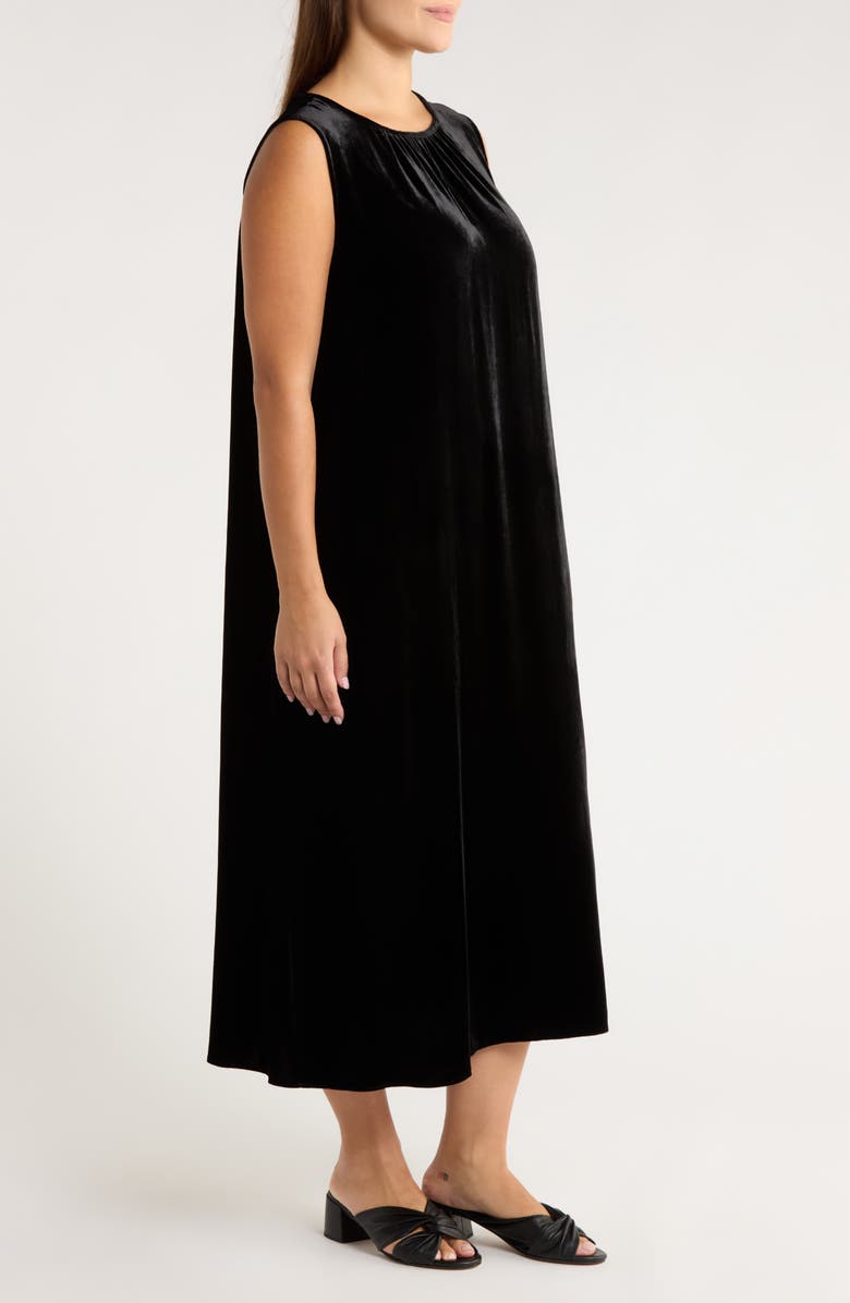 Eileen Fisher Sleeveless Velvet Midi Dress, Alternate, color, Black