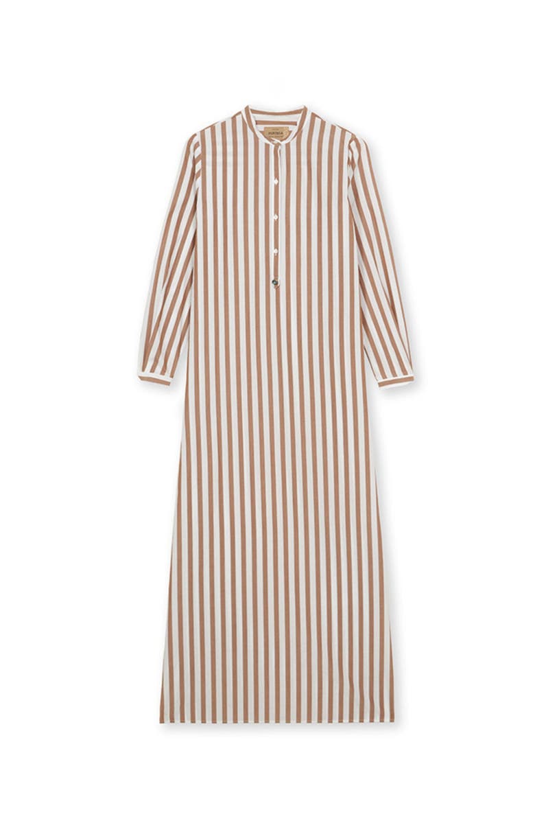 Fortela Striped Cotton Kaftan Dress, Main, color, Brown