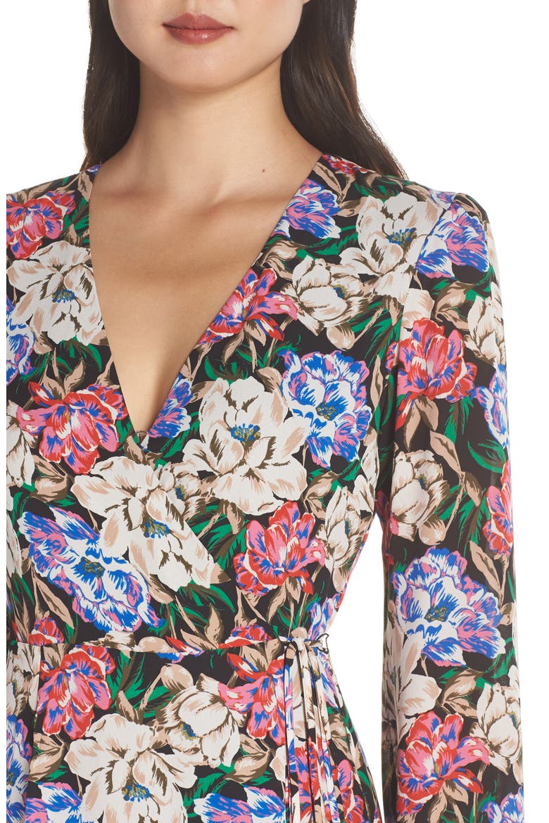 Lila Long Sleeve Wrap Gown, Alternate, color, MIDNIGHT FLORAL