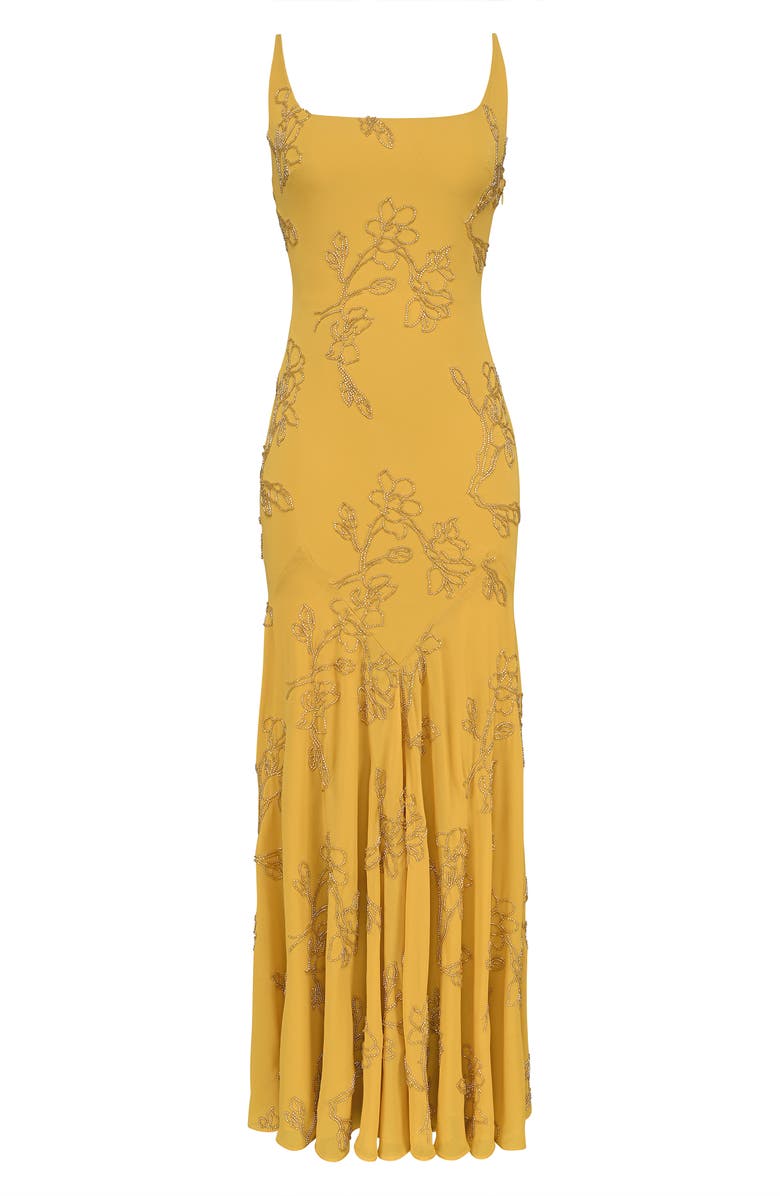 HOUSE OF CB Rosalia Beaded Georgette Gown, Alternate, color, Gold