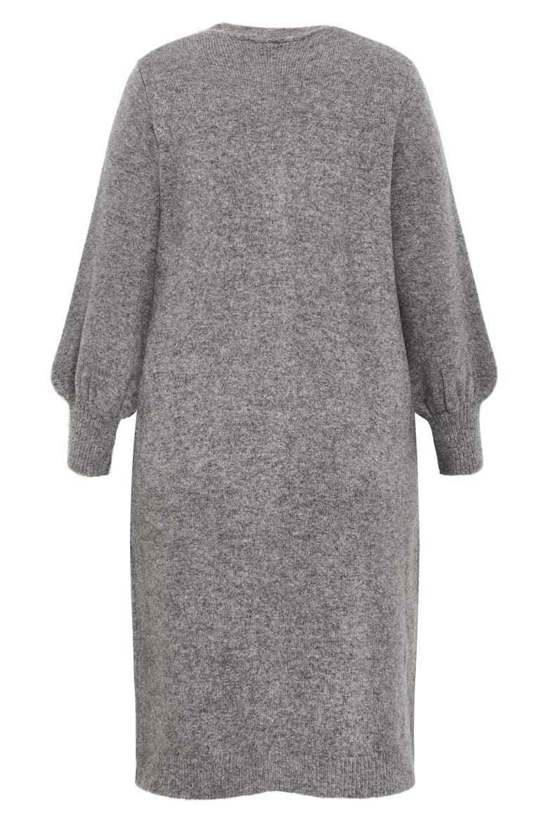 Eleni Button Front Long Sleeve Sweater Dress, Alternate, color, CHARCOAL MARL