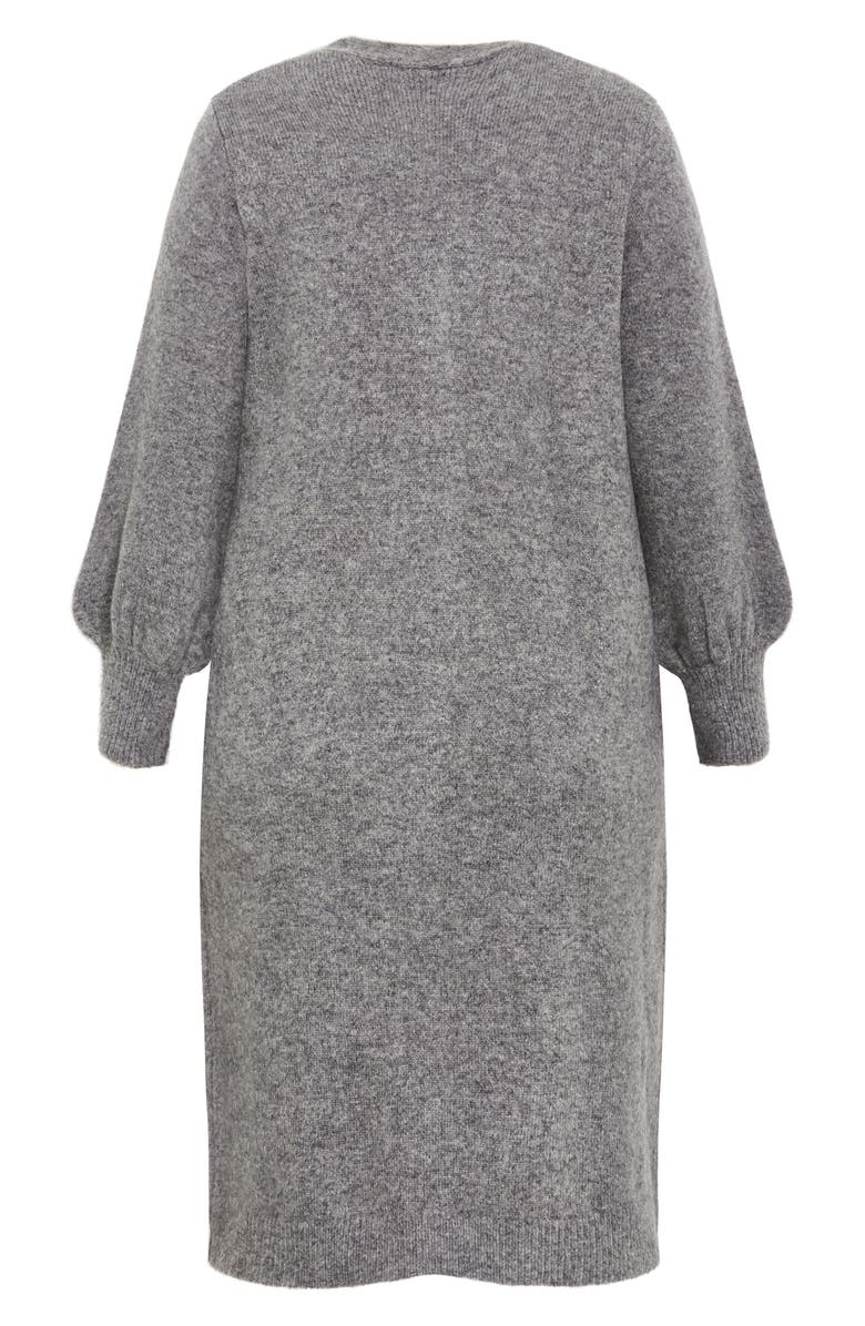 City Chic Eleni Button Front Long Sleeve Sweater Dress, Alternate, color,