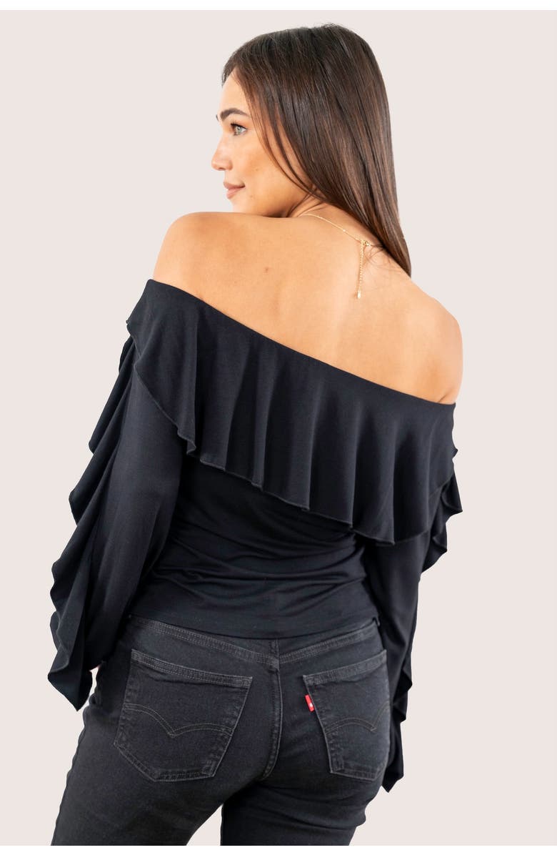 JJwinks Vixen Built-In Shelf Off-The-Shoulder Long Sleeve Ruffle Top, Alternate, color,