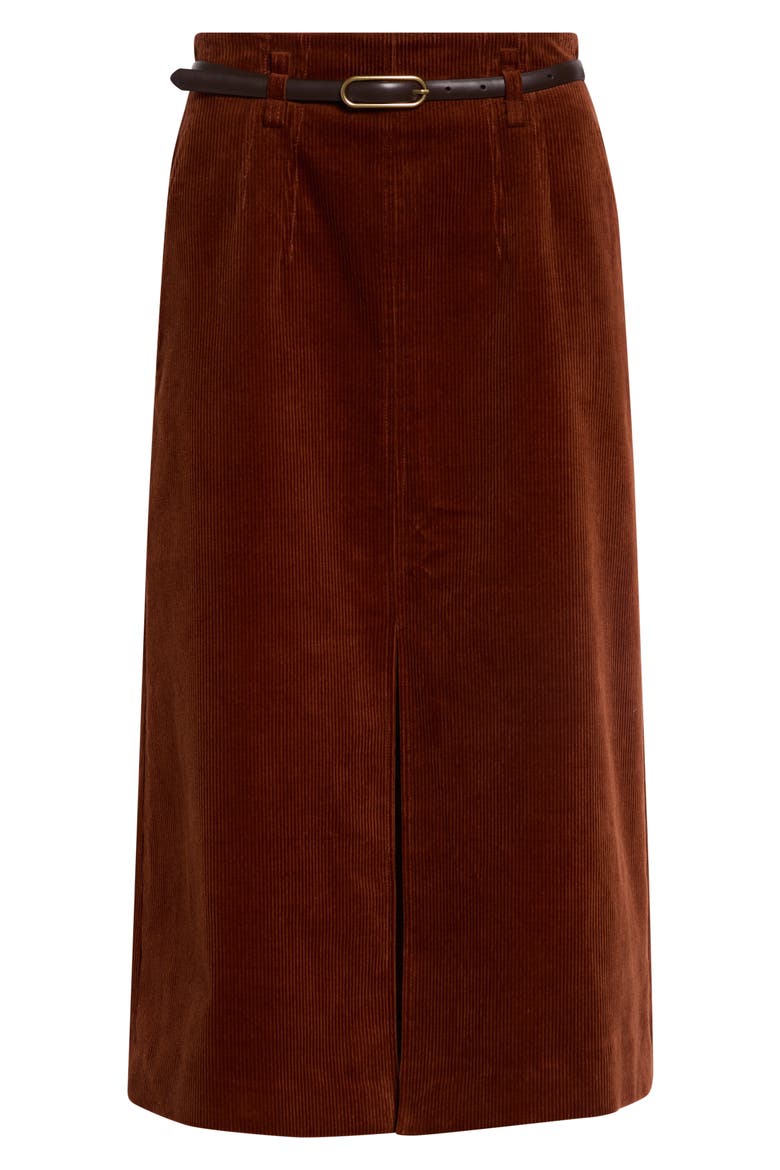 Alexie Corduroy Midi Skirt, Alternate, color, RUST