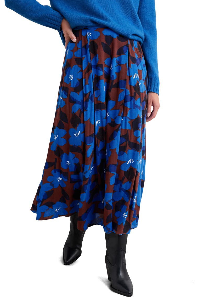 Lethlean Floral Pleated Maxi Skirt, Main, color, MACRO FLOWER COCOA