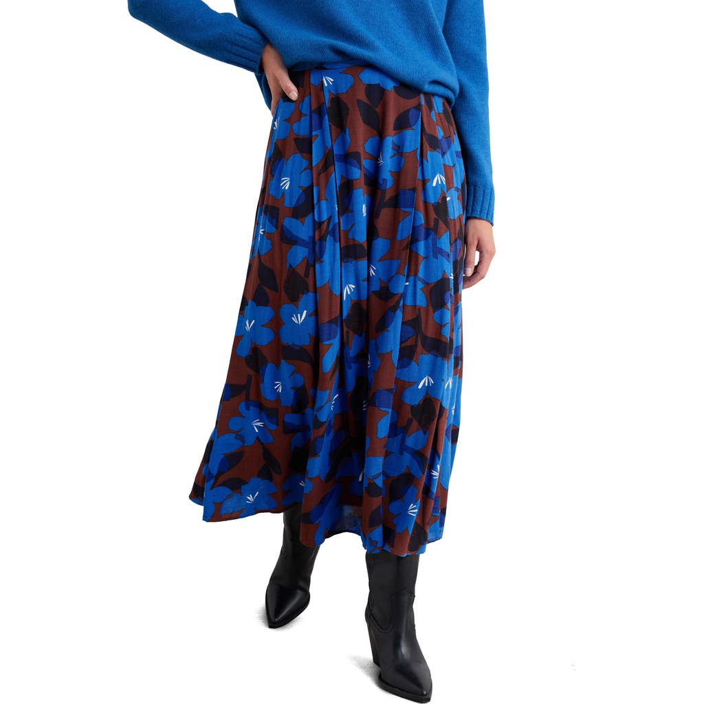 Seasalt Cornwall Lethlean Floral Pleated Maxi Skirt In Blue