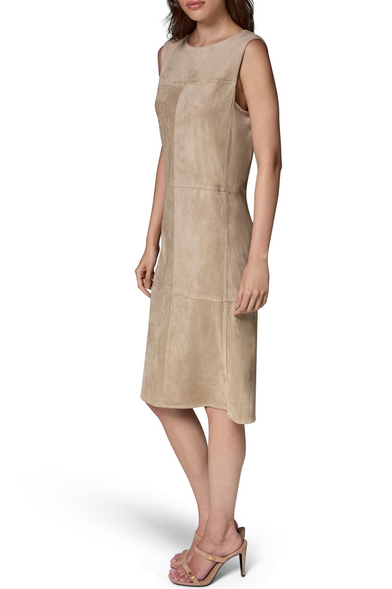 Faux Suede Sheath Dress, Alternate, color, OATMILK