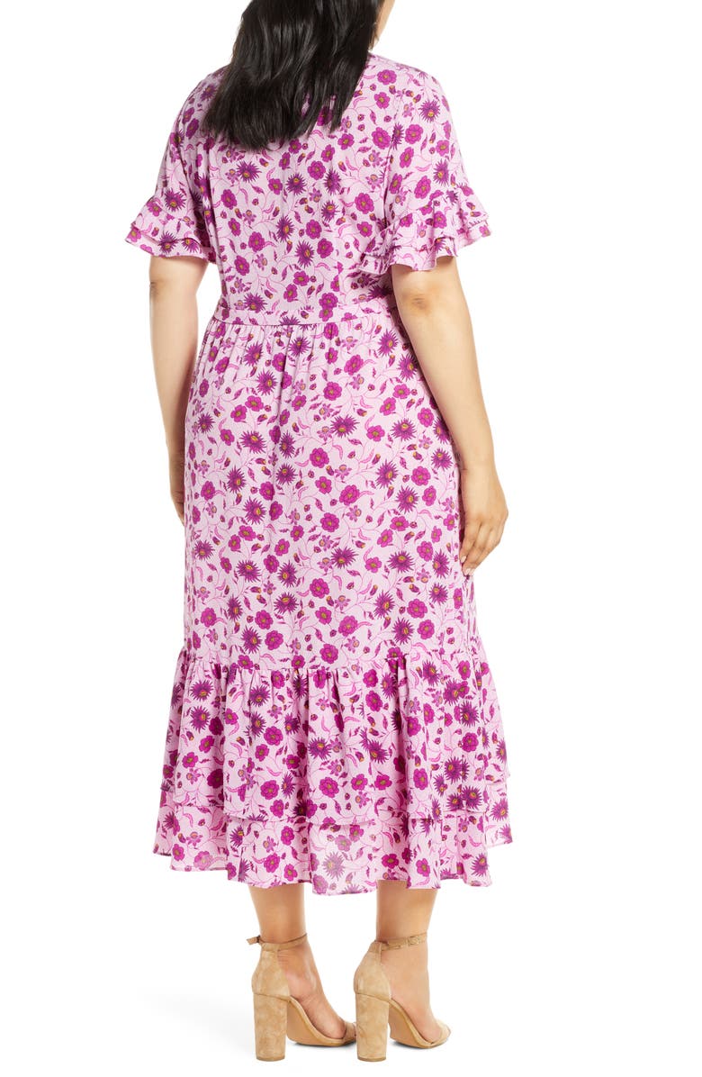 CeCe Moroccan Tile Ruffle Midi Dress, Alternate, color,