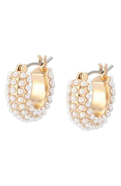 Allsaints Imitation Pearl Huggie Hoop Earrings In Gold