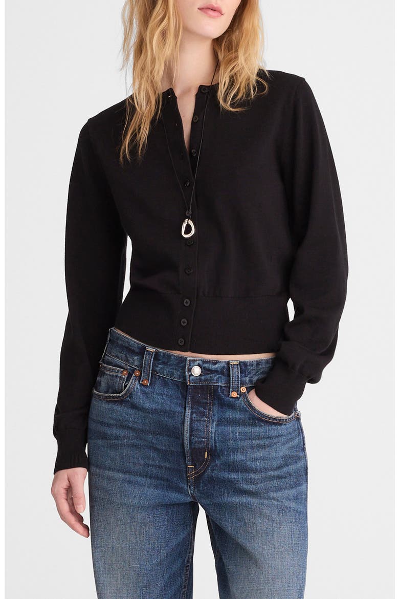 Button Front Cotton Cardigan, Main, color, JET BLACK
