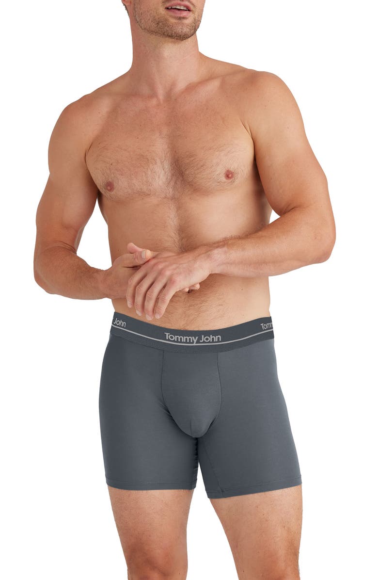 Tommy John 3-Pack Essential Luxe 6-Inch Boxer Briefs, Alternate, color, Black, Turbulence, Monument