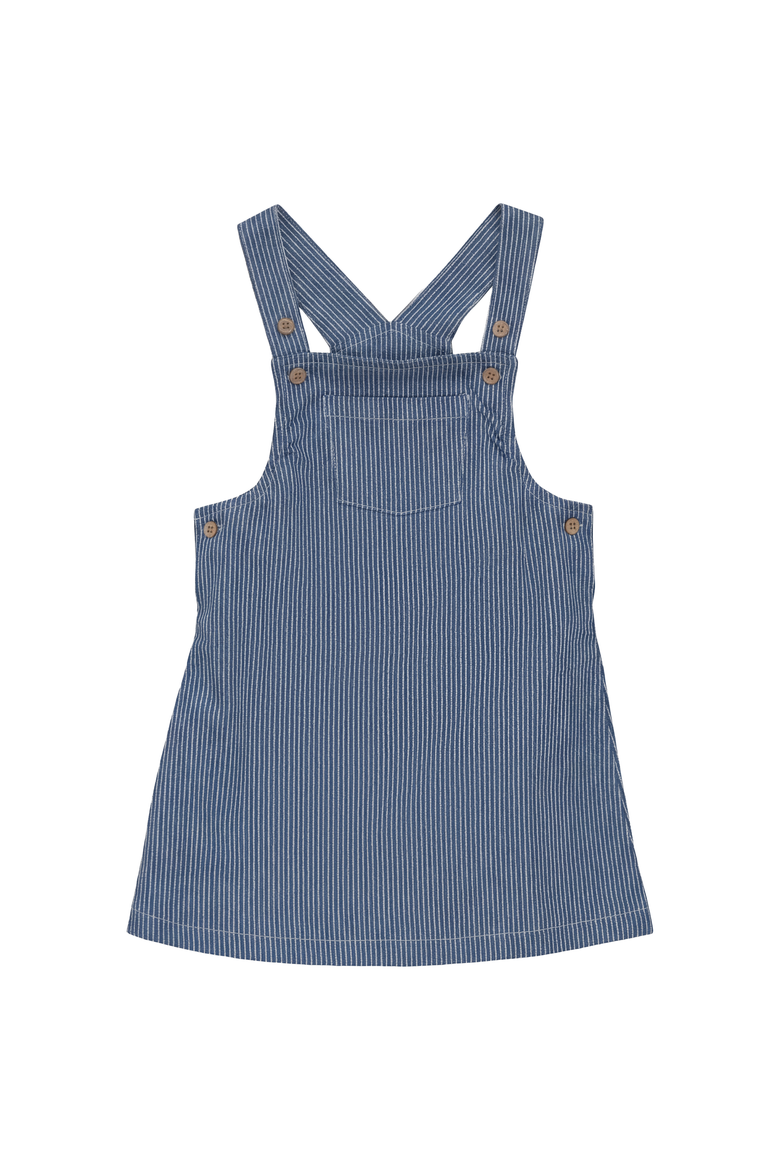 Striped Denim Wide Strap Front Pocket Jumper, Main, color, Medium Denim/White