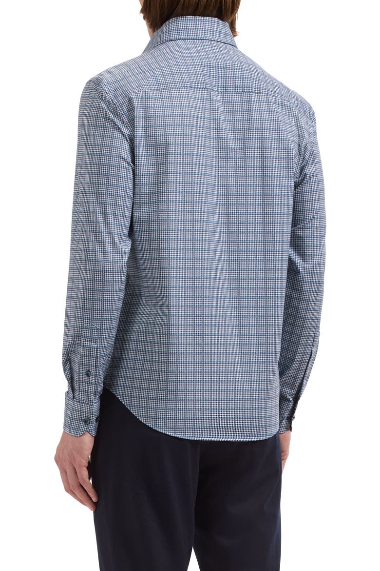 Devon OoohCotton® Houndstooth Button-Up Shirt, Alternate, color, INDIGO