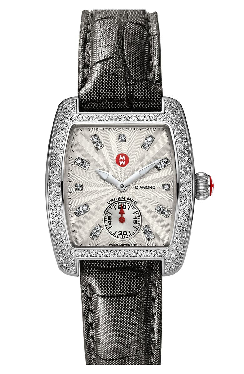 MICHELE 'Urban Mini Diamond' Diamond Dial Watch Case, 29mm x 30mm, Alternate, color, 