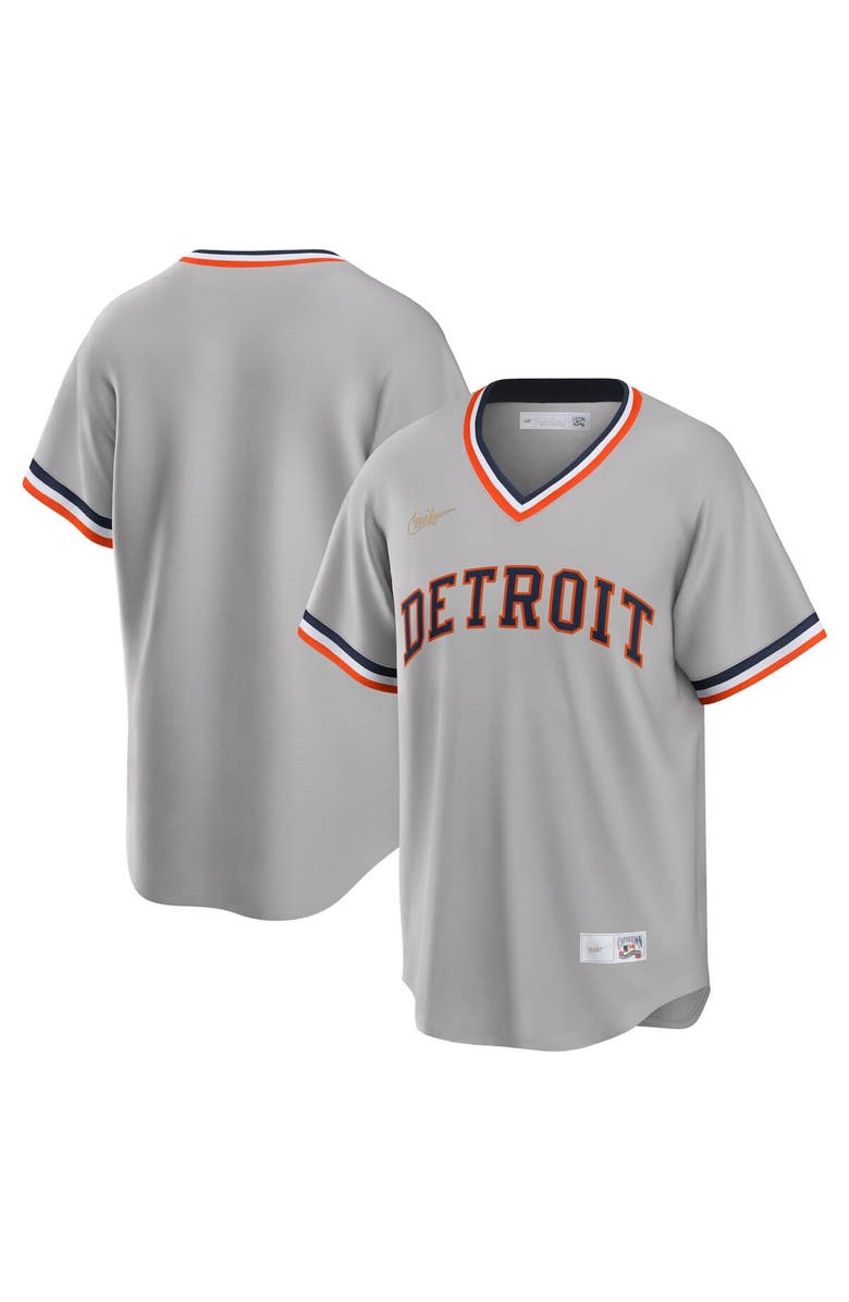Nike Men's Nike Gray Detroit Tigers Road Cooperstown Collection Team Jersey, Main, color, 