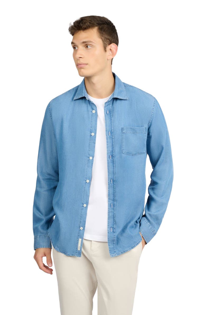 Onia Denim Chambray Long Sleeve Shirt, Alternate, color, Medium Chambray