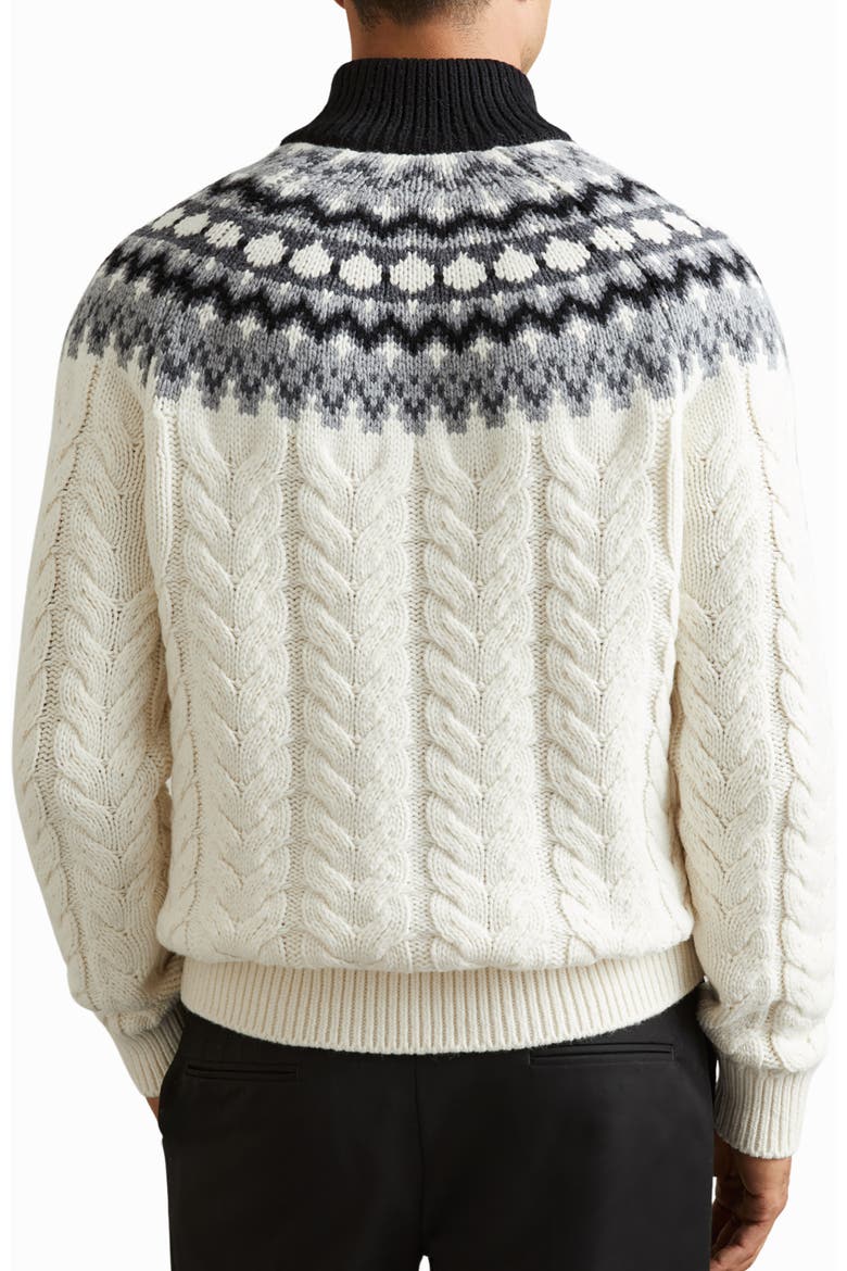 Colorado Fair Isle Cable Sticth Quarter Zip Sweater, Alternate, color, BLACK/WHITE