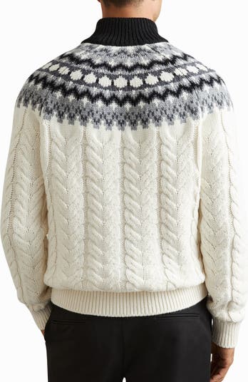 Reiss Colorado Fair Isle Cable Sticth Quarter Zip Sweater Reiss Colorado Fair Isle Cable Sticth Quarter Zip Sweater