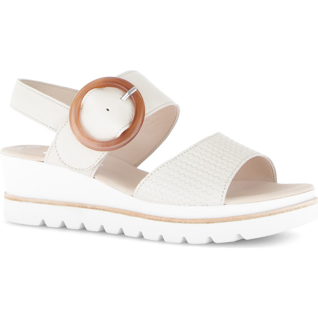 Gabor Strappy Slingback Wedge Sandal In Panna