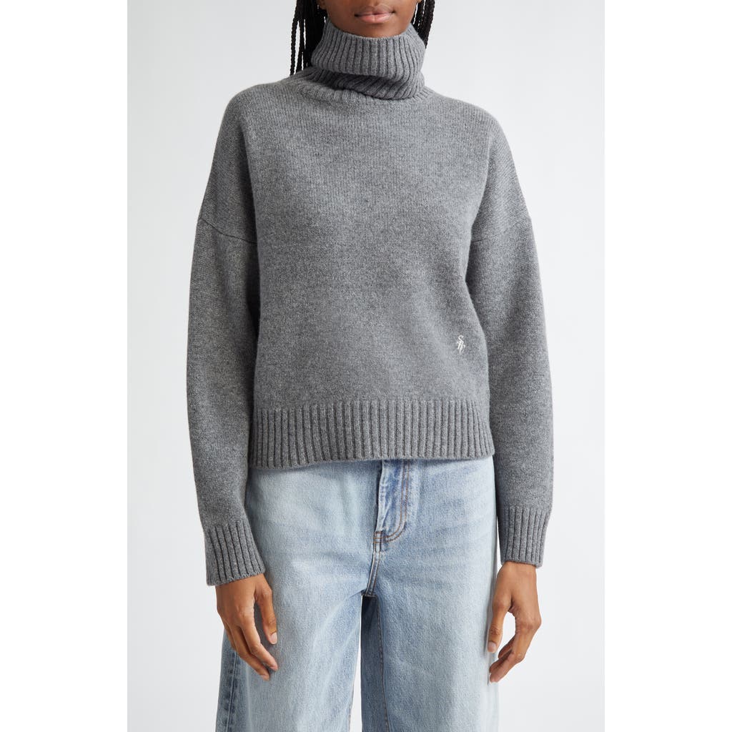 Shop Sporty And Rich Sporty & Rich Src Cashmere & Wool Turtleneck Sweater In Heather Gray