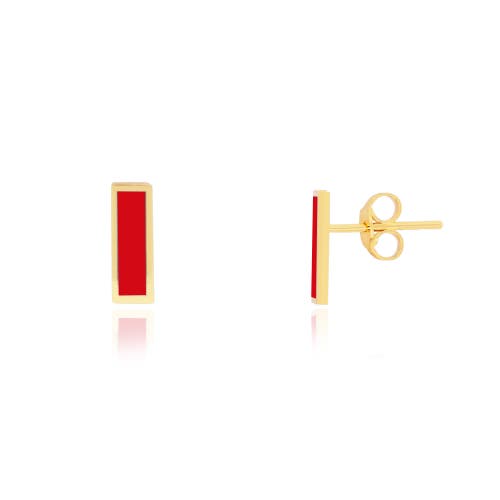 The Lovery Fine Jewelry Coral Bar Stud Earrings In Orange