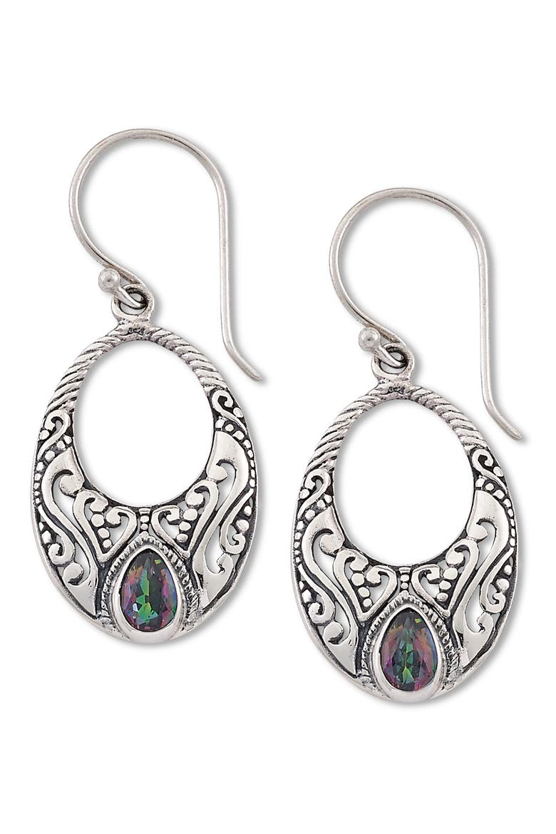 Sterling Silver Drop Earrings, Main, color, SILVER/ MULTI COLOR